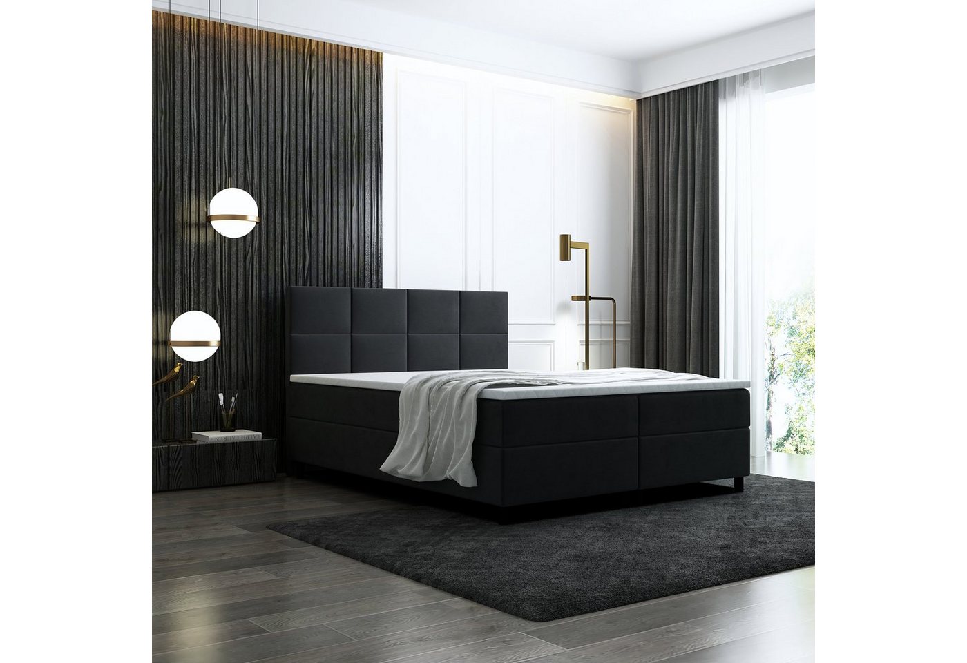 Unique Home Boxspringbett Boxspringbett GM-LE2,mit 2 Bettkasten und Topper.Schlafflache wählbar, Farbe wählbar von Unique Home