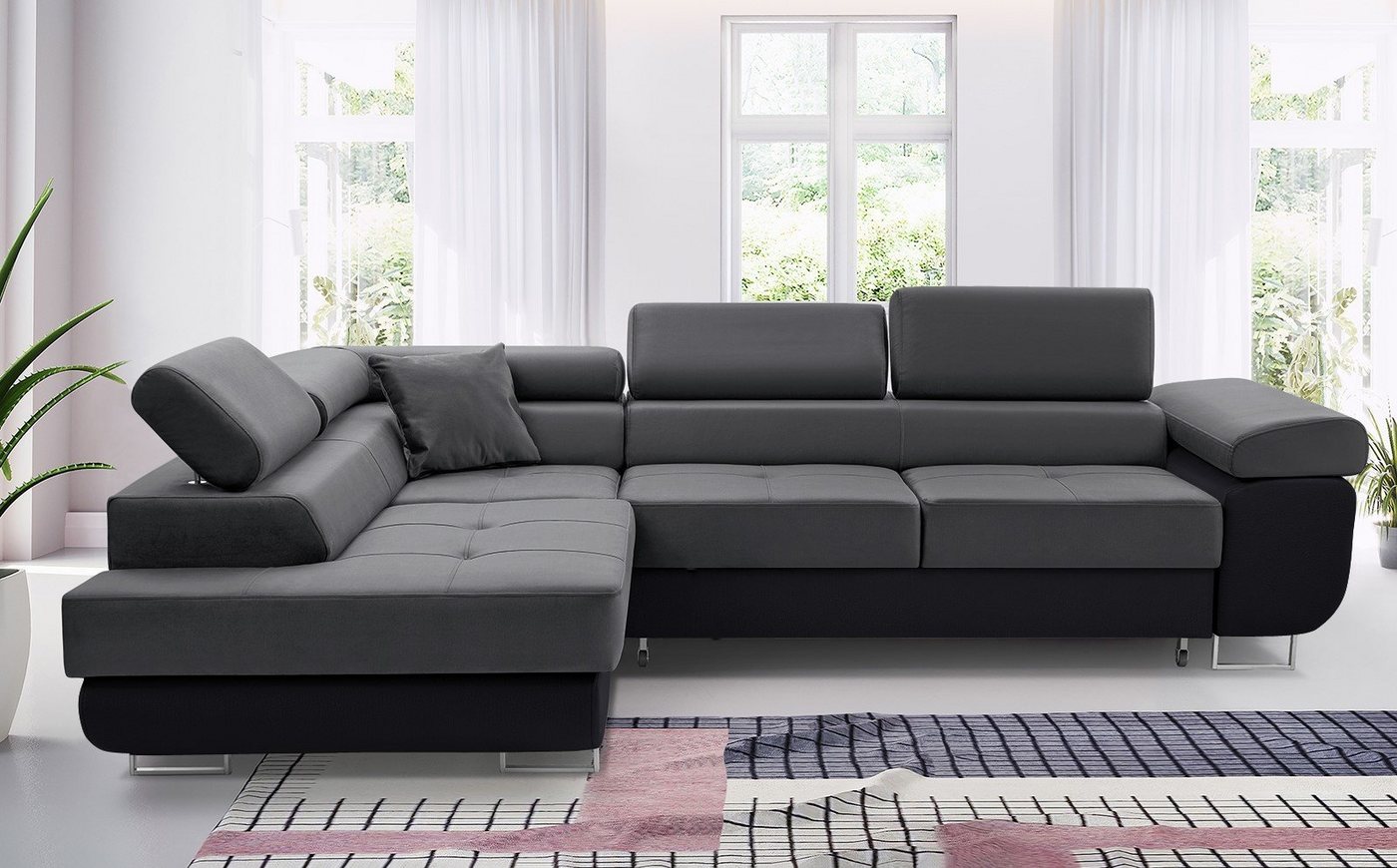 Unique Home Ecksofa Ecksofa GM-AST mit Schlaffunktion, Bettkasten, Verstellbare Kopfstütze, Farbe wählbar von Unique Home