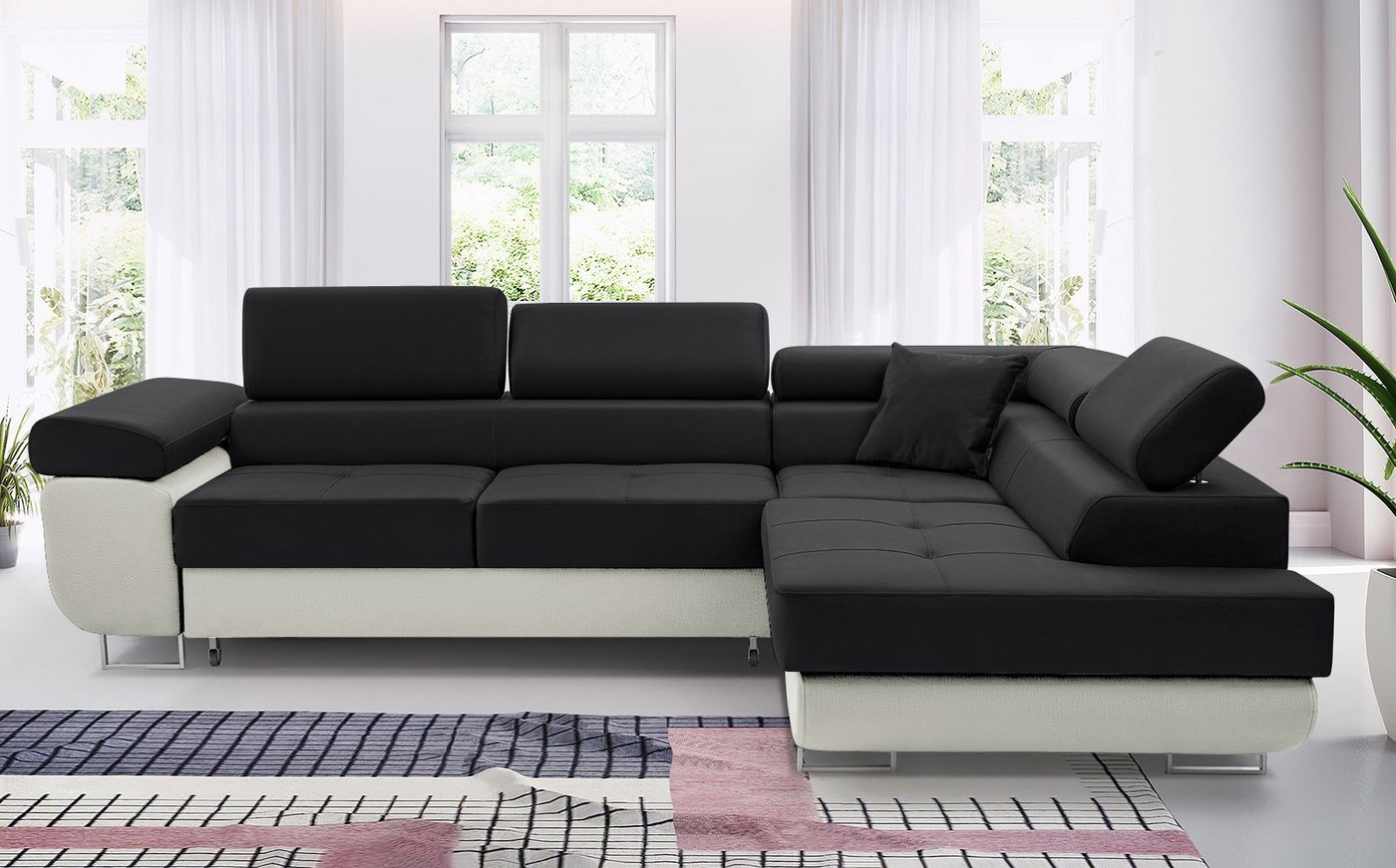 Unique Home Ecksofa Ecksofa GM-AST mit Schlaffunktion, Bettkasten, Verstellbare Kopfstütze, Farbe wählbar von Unique Home