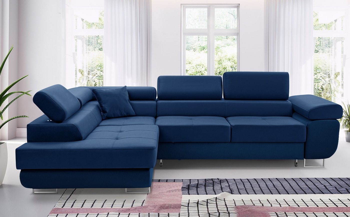 Unique Home Ecksofa Ecksofa GM-AST mit Schlaffunktion, Bettkasten, Verstellbare Kopfstütze, Farbe wählbar von Unique Home