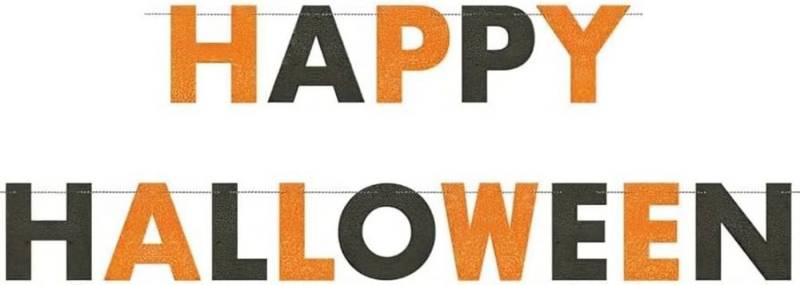 Unique Industries Inc. Hängedekoration Buchstabengirlande Happy Halloween Glitter 270cm von Unique Industries Inc.