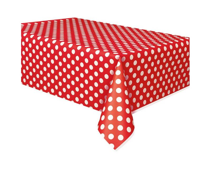Unique Industries Inc. Dekoobjekt Tischdecke PVC Dots 137x274cm Rot von Unique Industries Inc.
