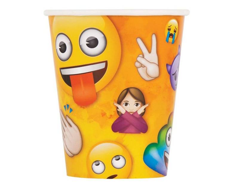 Unique Industries Inc. Einwegbecher Pappbecher Emoji Regenbogen 266ml/8Stk., 100% Papier, Pappe von Unique Industries Inc.