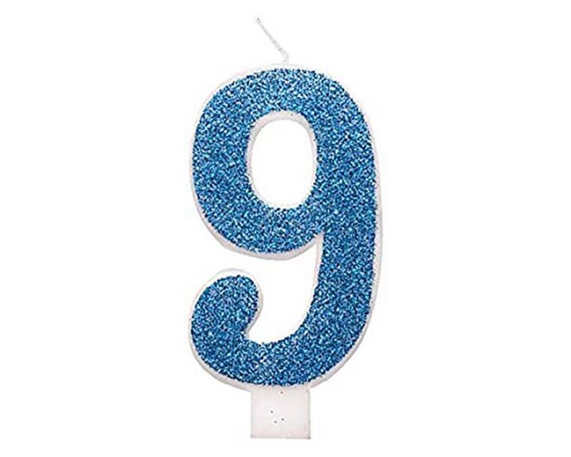 Unique Industries Inc. Geburtstagskerze Kerzenzahl Picker Glitz #9 Blau von Unique Industries Inc.