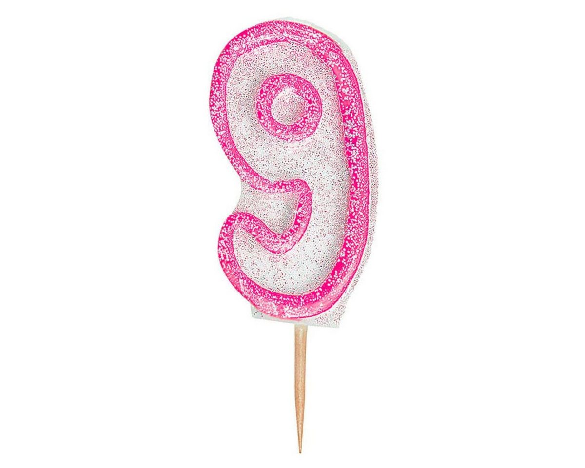 Unique Industries Inc. Geburtstagskerze Kerzenzahl Picker Glitz #9 Pink von Unique Industries Inc.