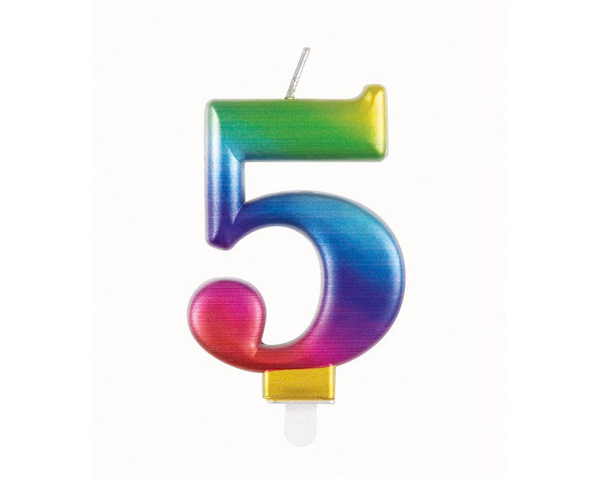 Unique Industries Inc. Geburtstagskerze Kerzenzahl Regenbogen #5 von Unique Industries Inc.