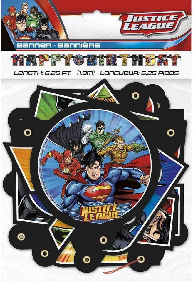 Unique Industries Inc. Hängedekoration Buchstabengirlande Happy Birthday Justice League 1 von Unique Industries Inc.