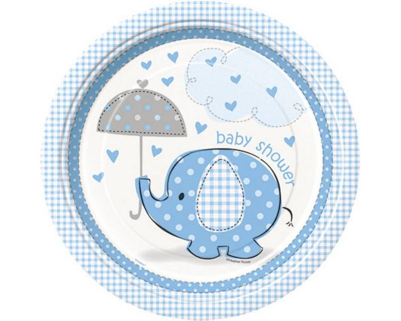 Unique Industries Inc. Pappteller Pappteller 'Elefant blau', Ø23cm/8Stk. von Unique Industries Inc.