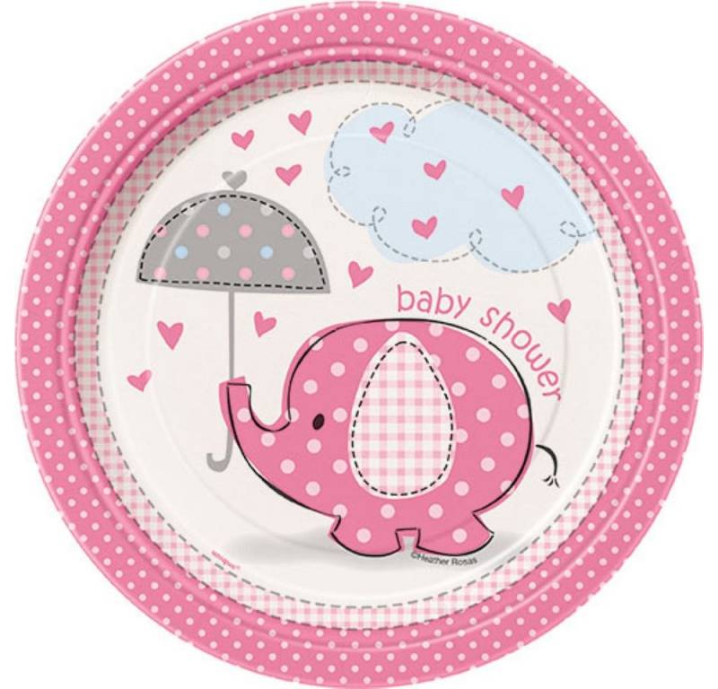 Unique Industries Inc. Pappteller Pappteller 'Elefant pink', Ø18cm/8Stk. von Unique Industries Inc.