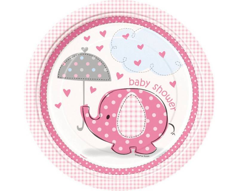 Unique Industries Inc. Pappteller Pappteller 'Elefant pink', Ø23cm/8Stk. von Unique Industries Inc.