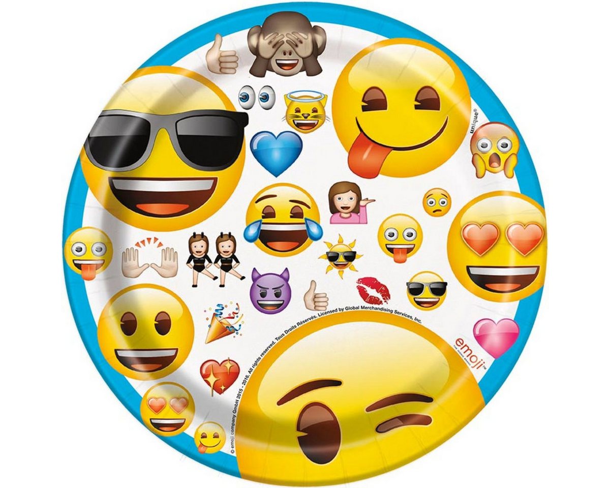 Unique Industries Inc. Hängedekoration Pappteller 'Emoji', Ø18cm/8Stk. von Unique Industries Inc.
