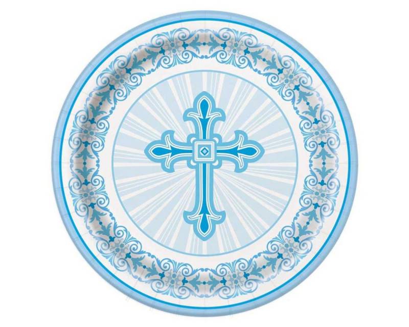 Unique Industries Inc. Pappteller Pappteller 'Kreuz Blau', Ø23cm/8Stk. von Unique Industries Inc.