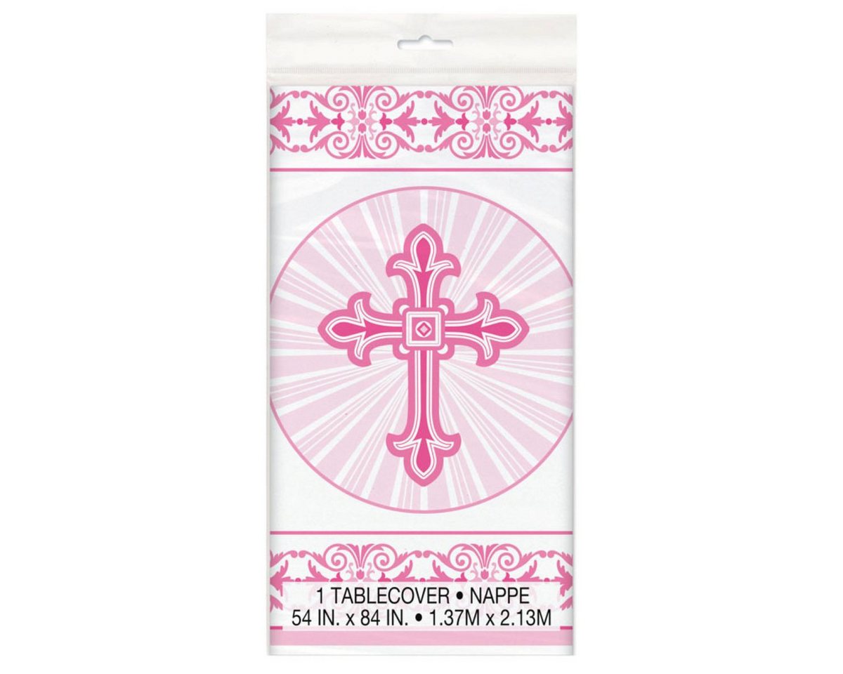 Unique Industries Inc. Hängedekoration Tischdecke PVC Kreuz Pink 137x213cm von Unique Industries Inc.