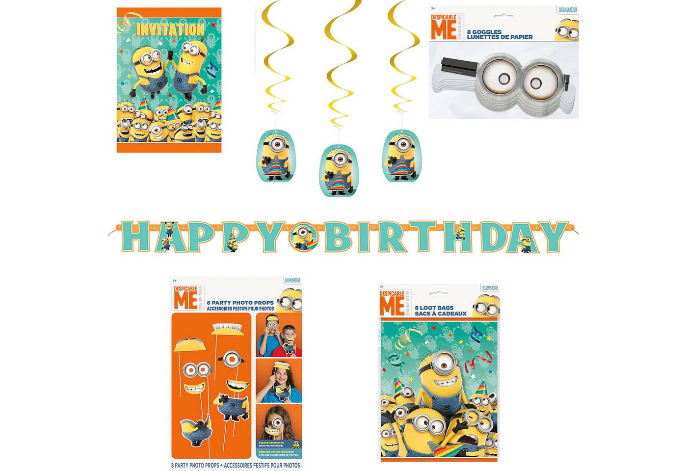 Unique Industries Inc. Kindergeschirr-Set 'Minions' Party Deko Set für Kindergeburtstag, Pappe, Folie von Unique Industries Inc.