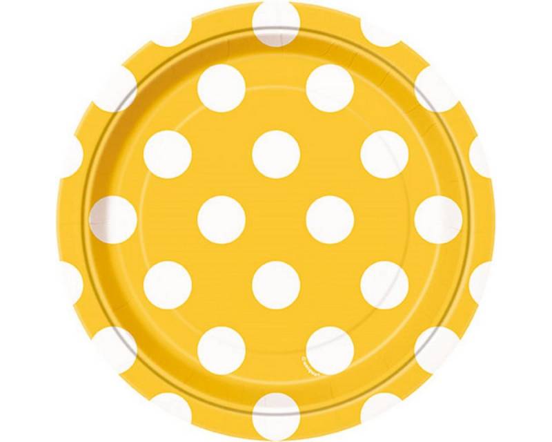 Unique Industries Inc. Pappteller Pappteller Dots 8Stk./18cmØ Gelb von Unique Industries Inc.