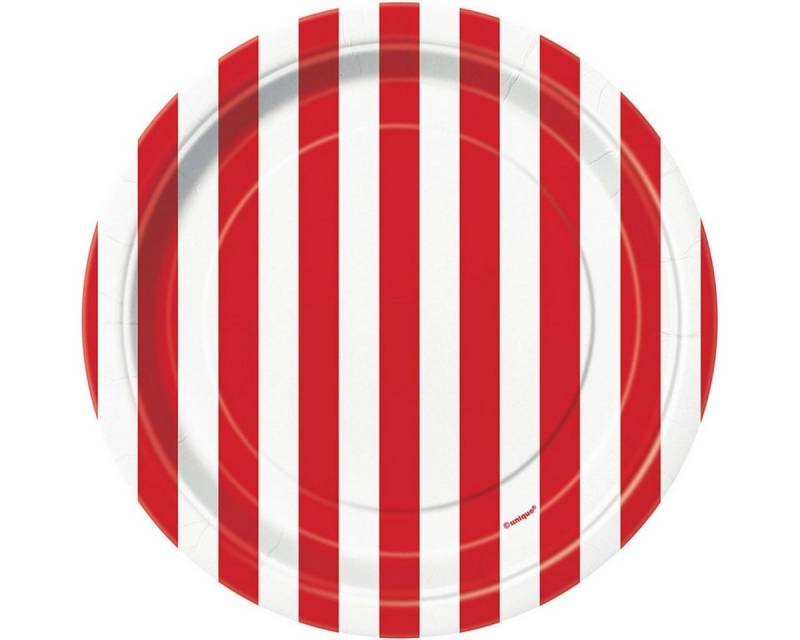 Unique Industries Inc. Pappteller Pappteller Stripes Rot 18cmØ/8 St. von Unique Industries Inc.