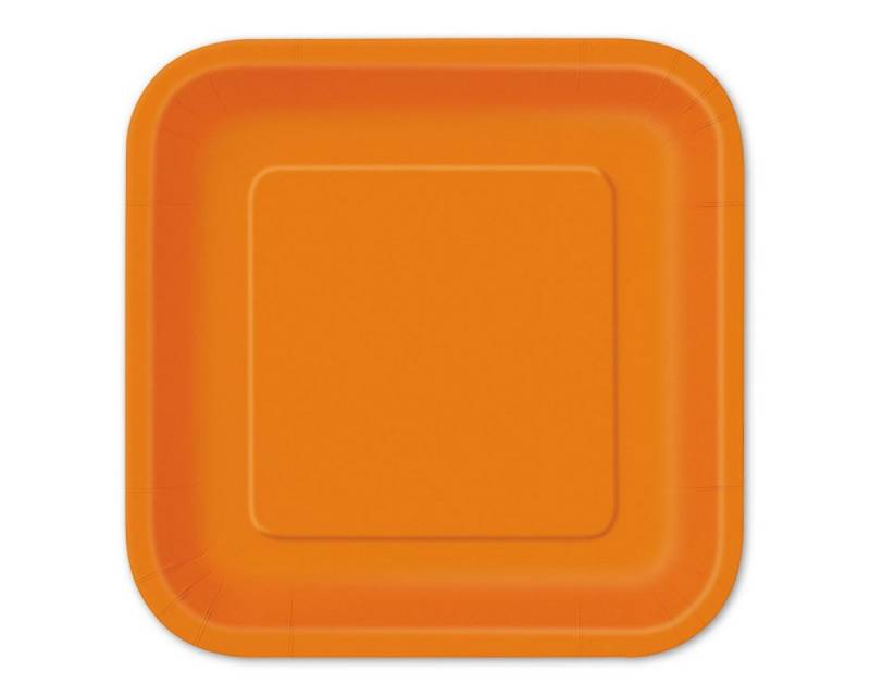 Unique Industries Inc. Pappteller Pappteller Uni Quadratisch 23cm/14Stk. Orange von Unique Industries Inc.