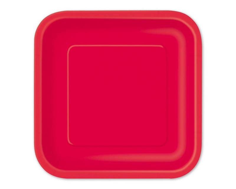 Unique Industries Inc. Pappteller Pappteller Uni Quadratisch 23cm/14Stk. Rot von Unique Industries Inc.