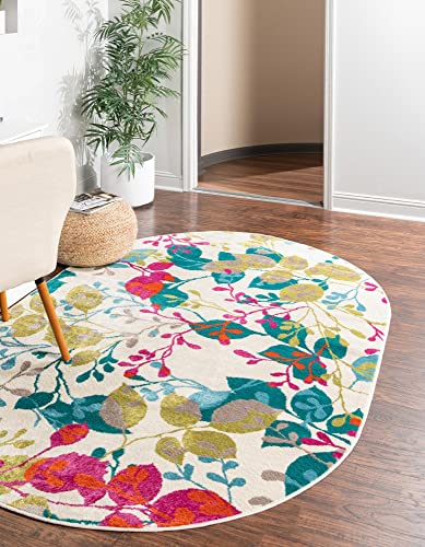 Unique Loom Azalea Collection Area Rug - Indica (Oval 5' 3" x 8' 0", Yellow/Beige) von Unique Loom