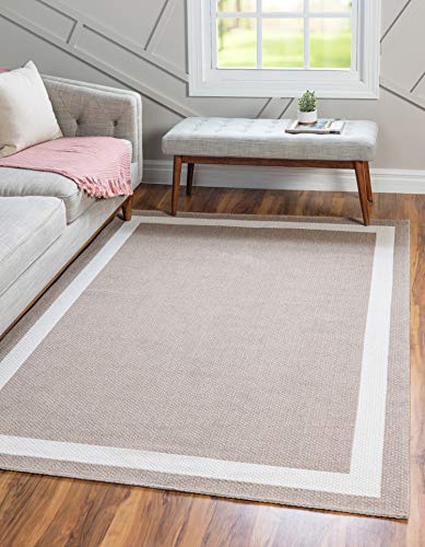 Unique Loom Decatur Collection Border Contemporary Taupe/Ivory Area Rug (8' 5 x 11' 4) von Unique Loom