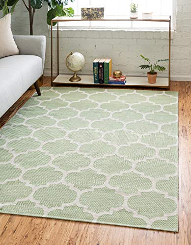 Unique Loom Decatur Collection Trellis Geometric Contemporary Green/Ivory Area Rug (8' 5 x 11' 4) von Unique Loom
