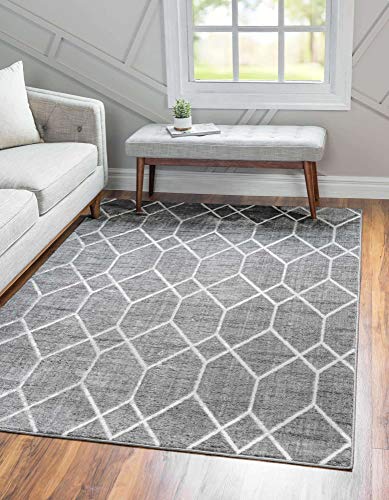 Unique Loom Matrix Trellis Collection Modern Geometric Lattice Area Rug_LAT005, 6 x 9 Feet, Dark Gray/Gray von Unique Loom