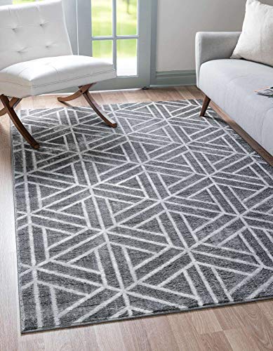 Unique Loom Matrix Trellis Collection Modern Triangular Lattice Dark Gray/Gray Area Rug (9' 0 x 12' 0) von Unique Loom