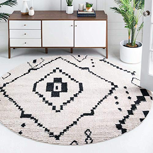 Unique Loom Morocco Collection Abstract Southwestern Ivory Round Rug (7' 0 x 7' 0) von Unique Loom