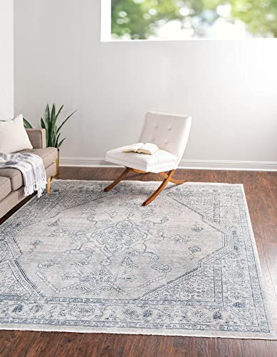 Unique Loom Newport Collection Area Rug - Ochre (Square 10' 2" x 10' 2", Gray/Ivory) von Unique Loom