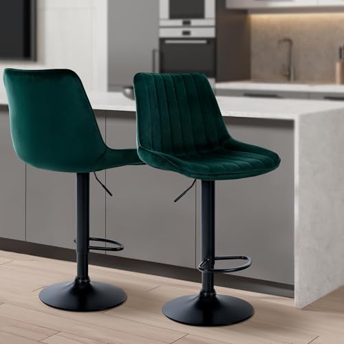 Unique Nature 2er Set Barhocker Braga Samt– Höhenverstellbare Barstühle mit Kunstleder, 360° Drehfunktion & stabilem Metallgestell Unique Nature 2er Set Barhocker Braga Samt– Höhenverstellbare Barstühle mit Kunstleder, 360° Drehfunktion & stabilem Metallgestell von Unique Nature