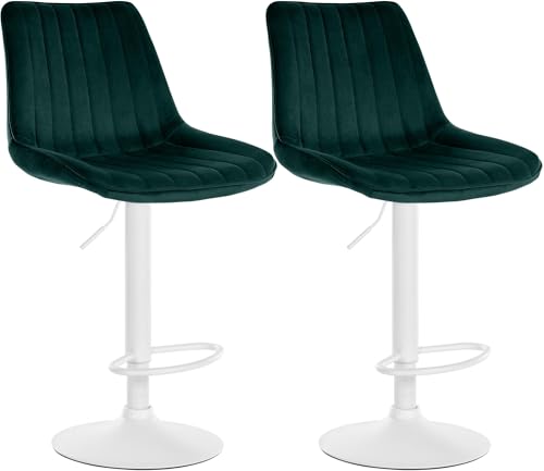 Unique Nature 2er Set Barhocker Toni Samt – Höhenverstellbare Barstühle mit Rückenlehne, 360° Drehfunktion & Samtbezug, Metallgestell in Schwarz, Weiß oder Chrom Unique Nature 2er Set Barhocker Toni Samt – Höhenverstellbare Barstühle mit Rückenlehne, 360° Drehfunktion & Samtbezug, Metallgestell in Schwarz, Weiß oder Chrom von Unique Nature