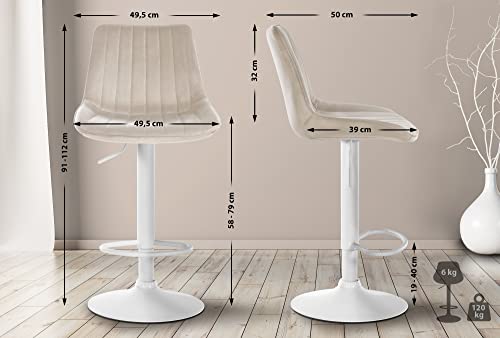 Unique Nature Barhocker 2er – stufenlos höhenverstellbar für Flexible Sitzhöhe – 360° frei drehbar für maximale Beweglichkeit – modernes verchromtes Metallgestell von Unique Nature