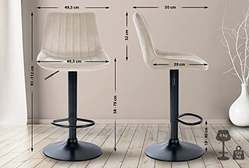 Unique Nature Barhocker 2er – stufenlos höhenverstellbar für Flexible Sitzhöhe – 360° frei drehbar für maximale Beweglichkeit – modernes verchromtes Metallgestell von Unique Nature