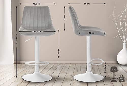 Unique Nature Barhocker 2er – stufenlos höhenverstellbar für Flexible Sitzhöhe – 360° frei drehbar für maximale Beweglichkeit – modernes verchromtes Metallgestell von Unique Nature