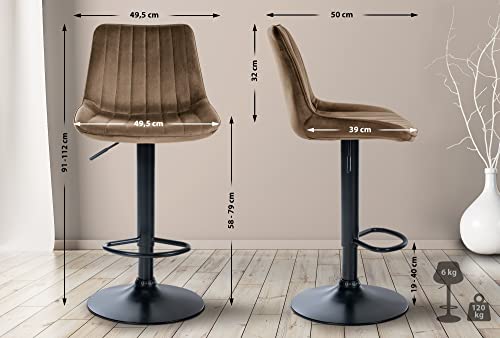 Unique Nature Barhocker 2er – stufenlos höhenverstellbar für Flexible Sitzhöhe – 360° frei drehbar für maximale Beweglichkeit – modernes verchromtes Metallgestell von Unique Nature