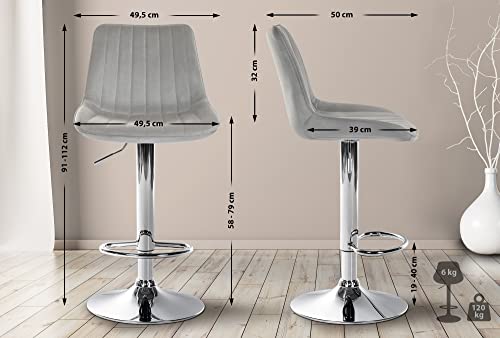 Unique Nature Barhocker 2er – stufenlos höhenverstellbar für Flexible Sitzhöhe – 360° frei drehbar für maximale Beweglichkeit – modernes verchromtes Metallgestell von Unique Nature