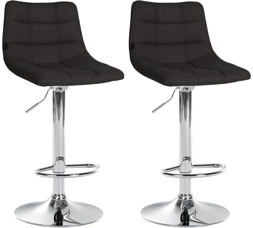 Unique Nature Barhocker 2er – stufenlos höhenverstellbar für Flexible Sitzhöhe – 360° frei drehbar für maximale Beweglichkeit – modernes verchromtes Metallgestell von Unique Nature