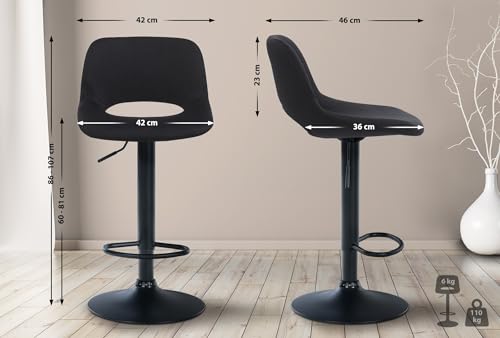 Unique Nature Barhocker 2er – stufenlos höhenverstellbar für Flexible Sitzhöhe – 360° frei drehbar für maximale Beweglichkeit – perfekt für Küche, Theke & mehr von Unique Nature