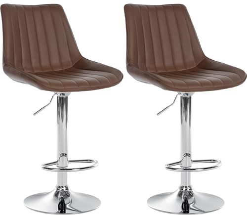 Unique Nature Barhocker 2er – stufenlos höhenverstellbar für Flexible Sitzhöhe – 360° frei drehbar für maximale Beweglichkeit – pflegeleichter Kunstlederbezug von Unique Nature