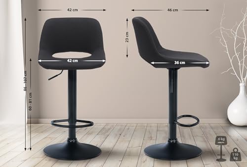 Unique Nature Barhocker 2er – stufenlos höhenverstellbar für Flexible Sitzhöhe – 360° frei drehbar für maximale Beweglichkeit – robust & strapazierfähig von Unique Nature