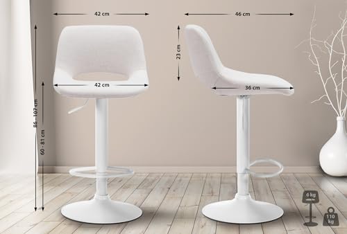 Unique Nature Barhocker Camden – stufenlos höhenverstellbar für Flexible Sitzhöhe – 360° frei drehbar für maximale Beweglichkeit – robust & strapazierfähig von Unique Nature