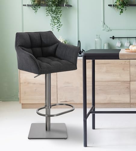Unique Nature Barhocker Damaso – stufenlos höhenverstellbar für Flexible Sitzhöhe – 360° frei drehbar für maximale Beweglichkeit – inkl. komfortabler Fußablage von Unique Nature