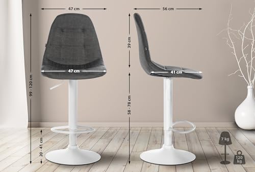 Unique Nature Barhocker Elmore – stufenlos höhenverstellbar für Flexible Sitzhöhe – 360° frei drehbar für maximale Beweglichkeit – inkl. komfortabler Fußablage von Unique Nature