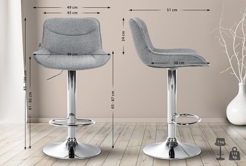 Unique Nature Barhocker Vonore – stufenlos höhenverstellbar für Flexible Sitzhöhe – 360° frei drehbar für maximale Beweglichkeit – robust & strapazierfähig von Unique Nature