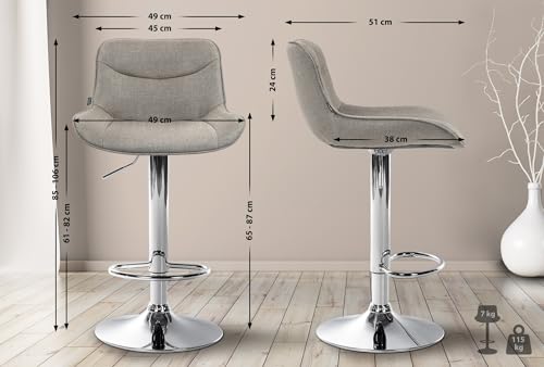 Unique Nature Barhocker Vonore – stufenlos höhenverstellbar für Flexible Sitzhöhe – 360° frei drehbar für maximale Beweglichkeit – robust & strapazierfähig von Unique Nature