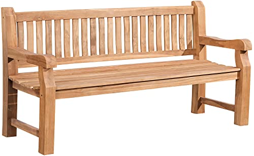 Unique Nature Gartenbank aus massivem Teakholz – ergonomische Holzbank mit Armlehnen – 180 cm – wetterfest – Landhausstil – für Terrasse, Garten, Outdoor-Bereich Unique Nature Gartenbank aus massivem Teakholz – ergonomische Holzbank mit Armlehnen – 180 cm – wetterfest – Landhausstil – für Terrasse, Garten, Outdoor-Bereich von Unique Nature