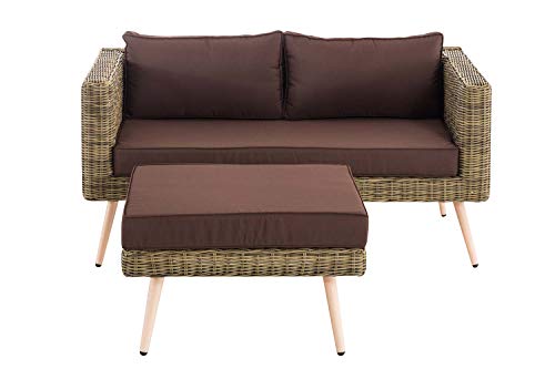 Unique Nature Gartensofa mit Hocker – wetterfestes Lounge-Sofa mit Polyrattan, 2-Sitzer, Aluminiumrahmen – komfortabel & pflegeleicht für Balkon, Terrasse & Garten von Unique Nature