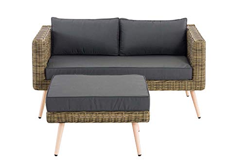 Unique Nature Gartensofa mit Hocker – wetterfestes Lounge-Sofa mit Polyrattan, 2-Sitzer, Aluminiumrahmen – komfortabel & pflegeleicht für Balkon, Terrasse & Garten Unique Nature Gartensofa mit Hocker – wetterfestes Lounge-Sofa mit Polyrattan, 2-Sitzer, Aluminiumrahmen – komfortabel & pflegeleicht für Balkon, Terrasse & Garten von Unique Nature