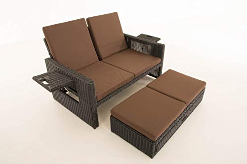Unique Nature Gartensofa mit Liegefunktion – mit Hocker, klappbaren Ablagen & Verstellbarer Rückenlehne – 2-Sitzer 144x88x88.5 – Polyrattan Aluminium – wetterfest & komfortabel Unique Nature Gartensofa mit Liegefunktion – mit Hocker, klappbaren Ablagen & Verstellbarer Rückenlehne – 2-Sitzer 144x88x88.5 – Polyrattan Aluminium – wetterfest & komfortabel von Unique Nature