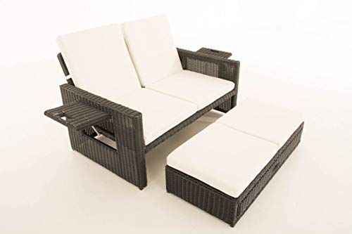 Unique Nature Gartensofa mit Liegefunktion – mit Hocker, klappbaren Ablagen & Verstellbarer Rückenlehne – 2-Sitzer 144x88x88.5 – Polyrattan Aluminium – wetterfest & komfortabel Unique Nature Gartensofa mit Liegefunktion – mit Hocker, klappbaren Ablagen & Verstellbarer Rückenlehne – 2-Sitzer 144x88x88.5 – Polyrattan Aluminium – wetterfest & komfortabel von Unique Nature